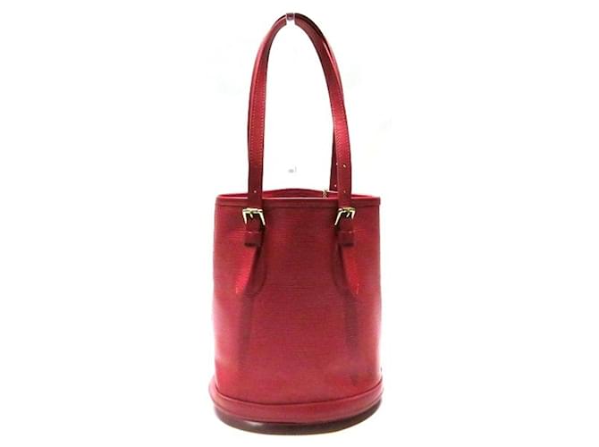 Louis Vuitton Bucket Rosso Pelle  ref.1274572