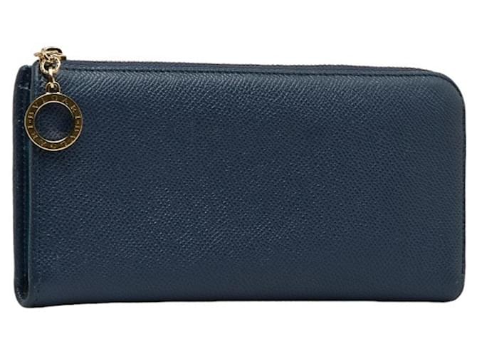 Bulgari Zip wallet Blue Leather  ref.1274619