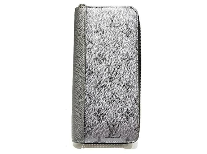 Louis Vuitton Zippy Portemonnaie Vertikal Silber Leinwand  ref.1274696
