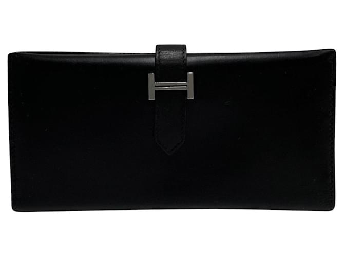 Béarn Hermès Bearn Black Leather  ref.1274772