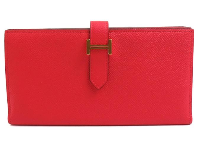 Hermès Béarn Red Leather  ref.1274976