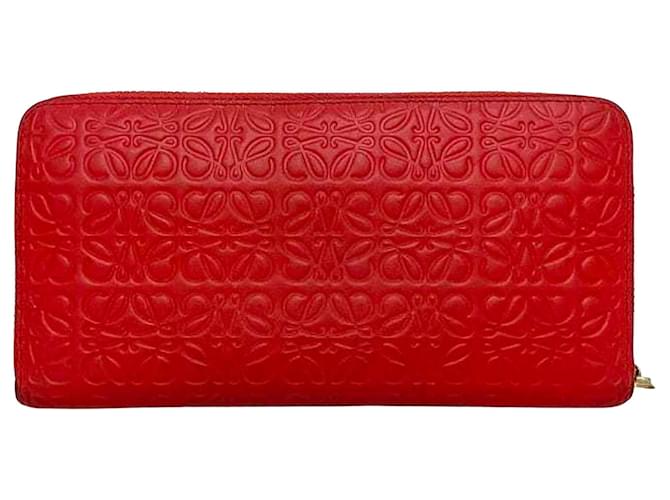 Loewe Repeat zip around wallet Red Leather  ref.1275433