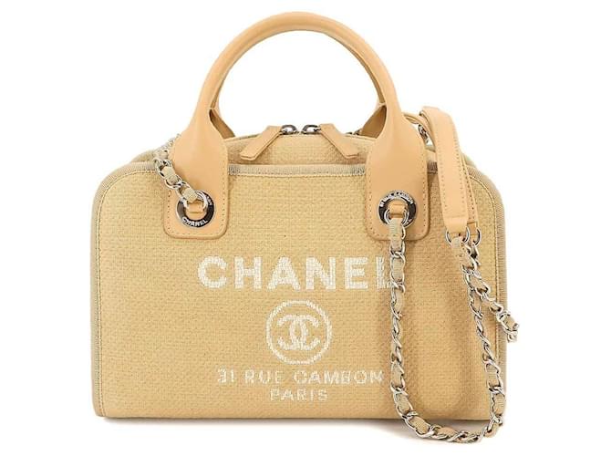 Chanel Deauville Amarelo Lona  ref.1275553
