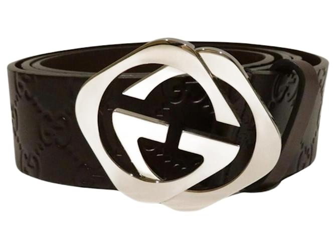 Gucci Gg Buckle Brown Leather  ref.1275772