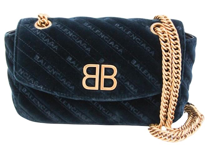 Balenciaga BB Logo Navy blue Velvet  ref.1275808