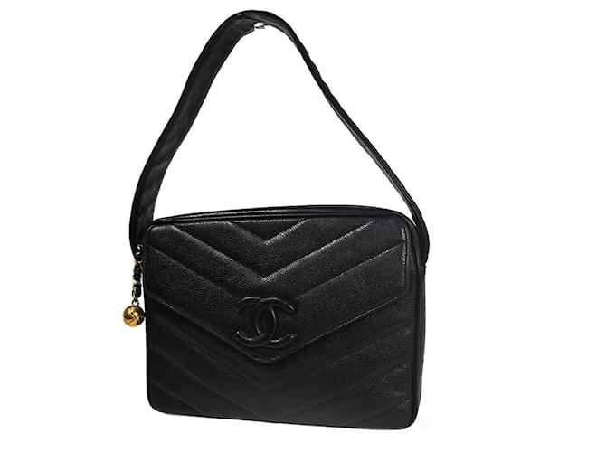Chanel V-Stich Black Leather  ref.1275873