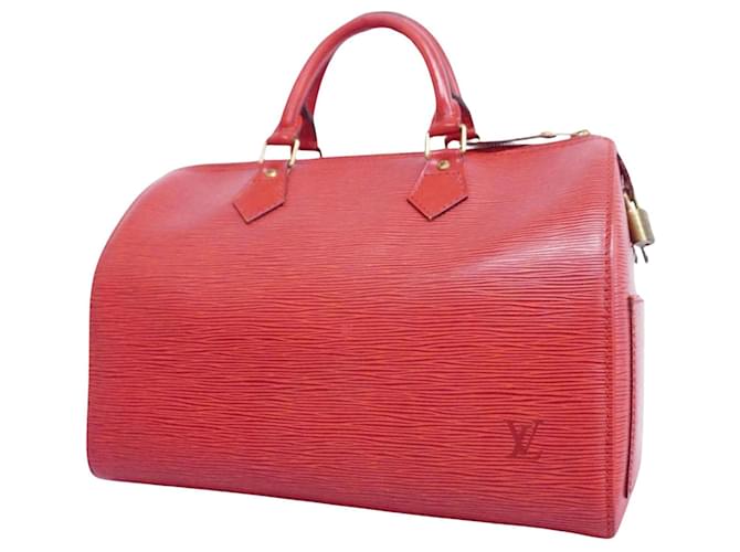 Louis Vuitton Speedy 35 Vermelho Couro  ref.1276064