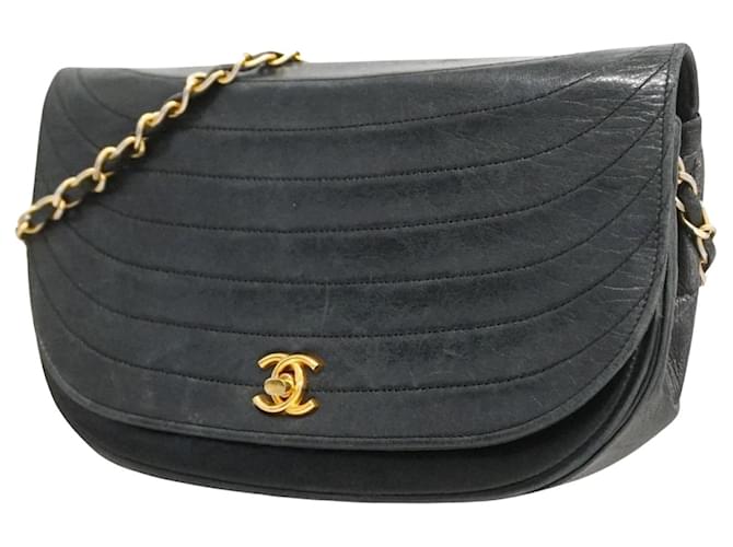 Chanel Demi Lune Black Leather  ref.1276069
