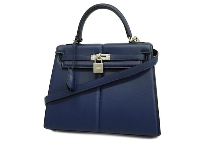 Hermès Kelly 25 Blue Leather  ref.1276095