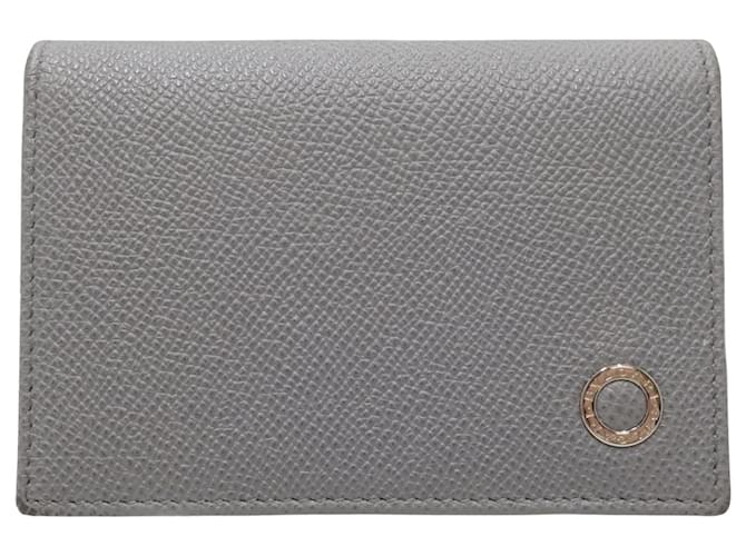 Bulgari Card case Grey Leather  ref.1276323