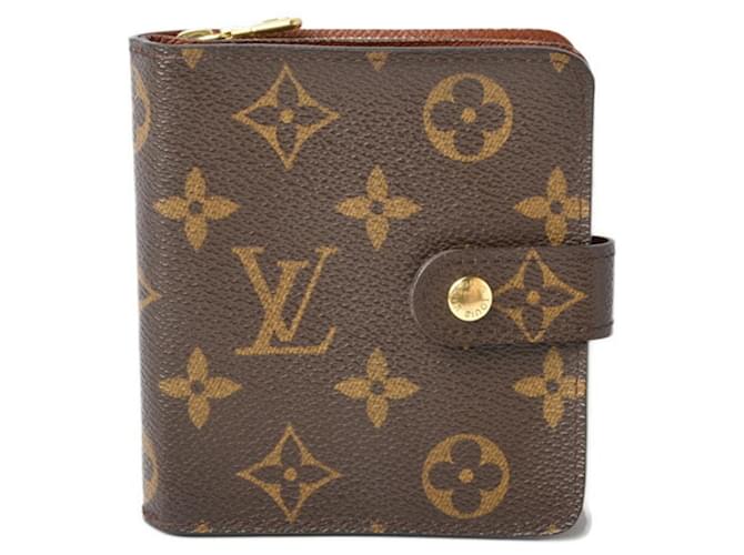 Louis Vuitton Compact zip Marrom Lona  ref.1276442