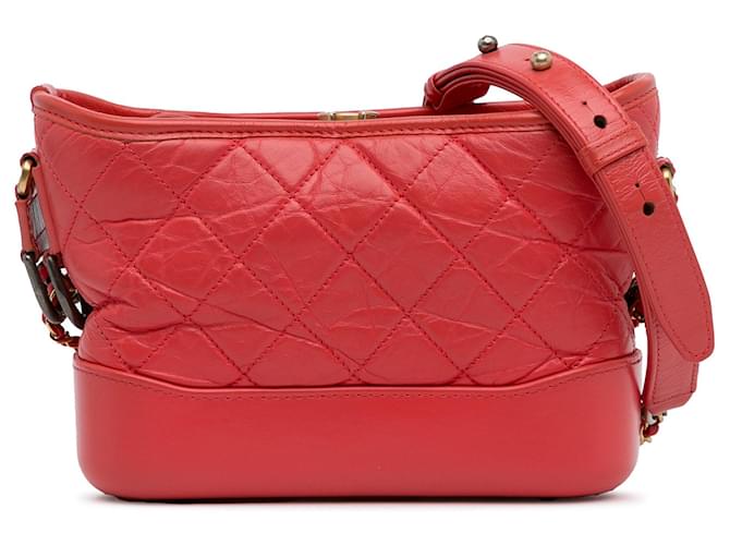 Red Chanel Small Lambskin Gabrielle Crossbody Bag Leather  ref.1276543