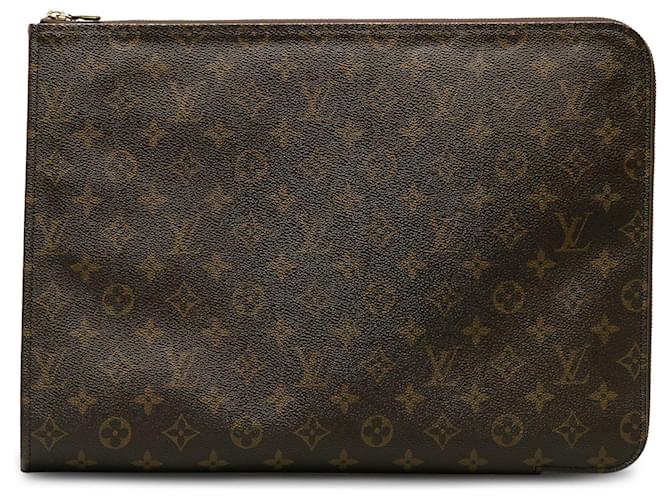Brown Louis Vuitton Monogram Poche Documents Portfolio Business Bag Cloth  ref.1276548