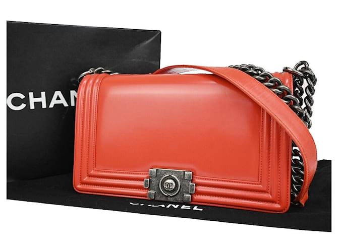 Chanel Boy Red Leather  ref.1276612
