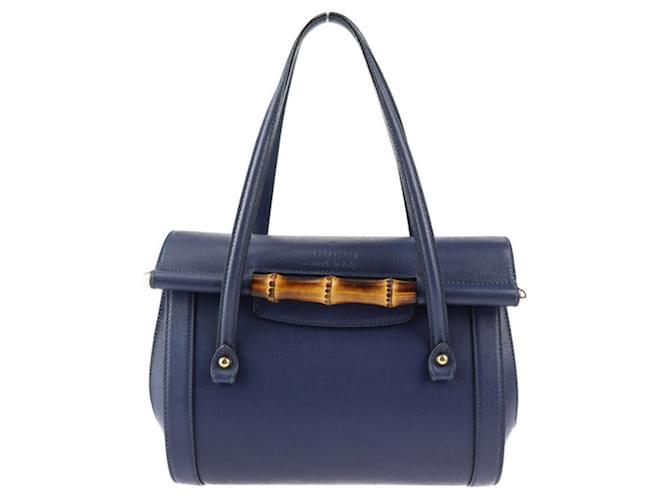 Gucci Bamboo Navy blue Leather  ref.1276732