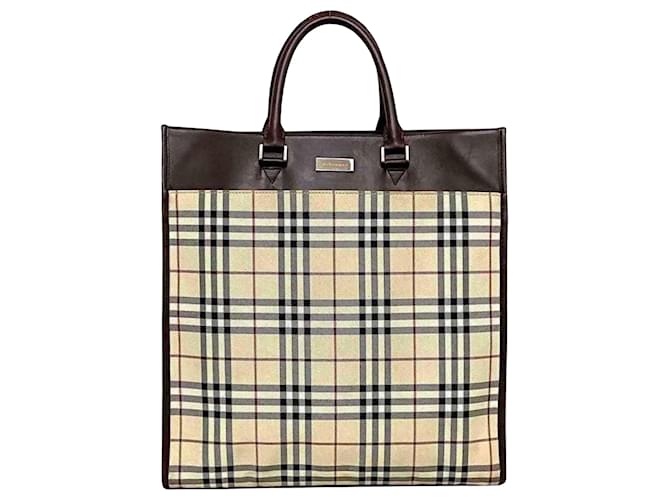 Burberry Nova Check Beige Leinwand  ref.1276756