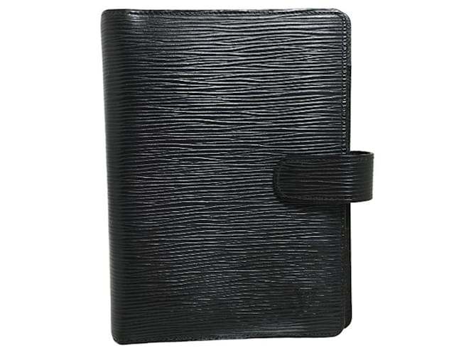 Louis Vuitton COUVERTURE AGENDA FONCTIONNEL MM Black Leather  ref.1276810