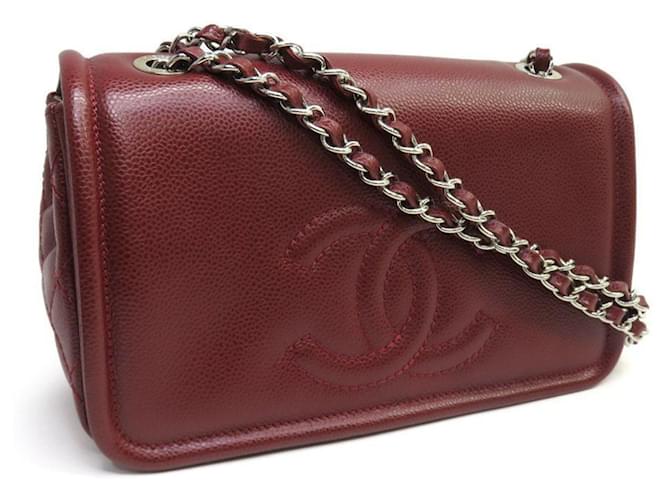 Chanel flap bag Dark red Leather  ref.1276861