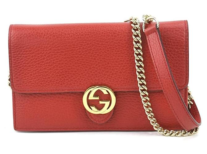 Gucci Wallet on Chain Red Leather  ref.1277133