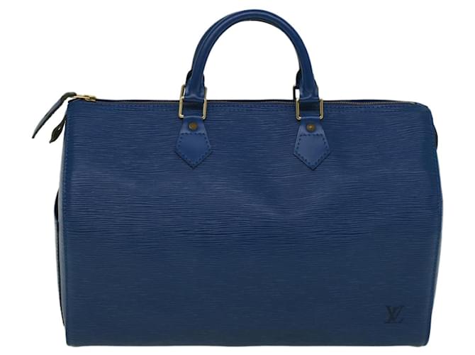 Louis Vuitton Speedy 35 Azul Couro  ref.1277224