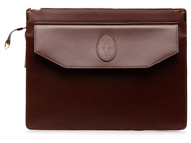 CARTIER Clutch bagsLeather Red  ref.1277298