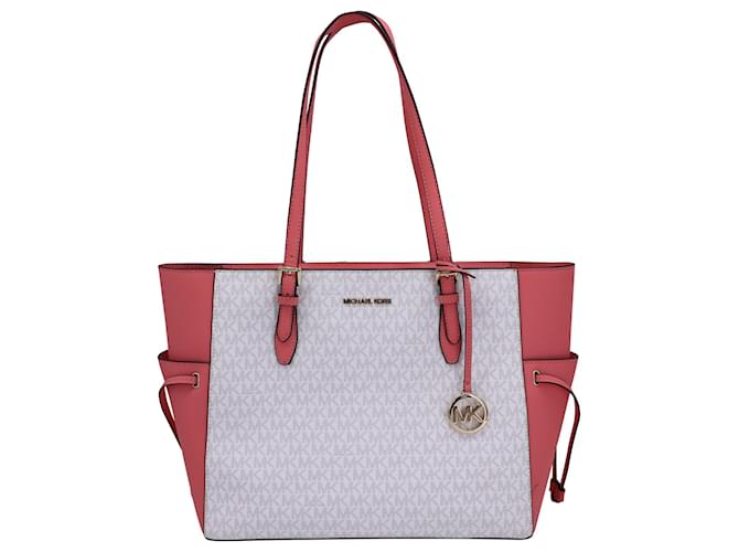 Michael Michael Kors Gilly Travel Tote Bag in White and Pink Coated Canvas Cloth  ref.1277310