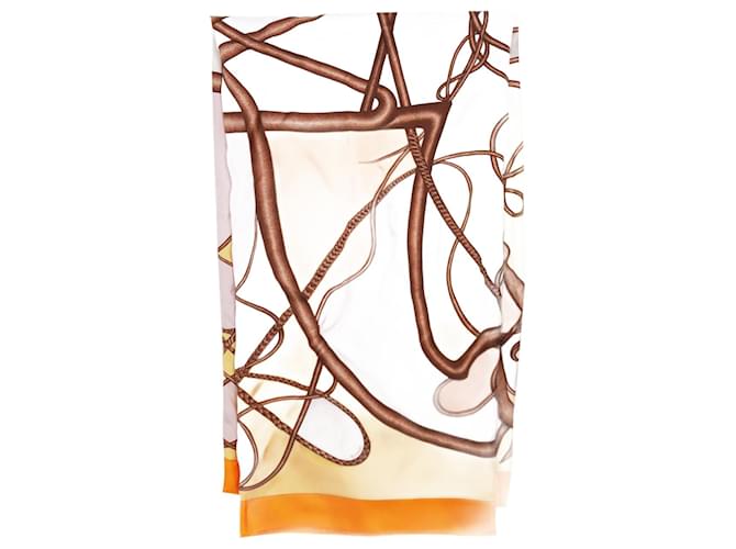 Hermès Orange rope print scarf Silk  ref.1277314