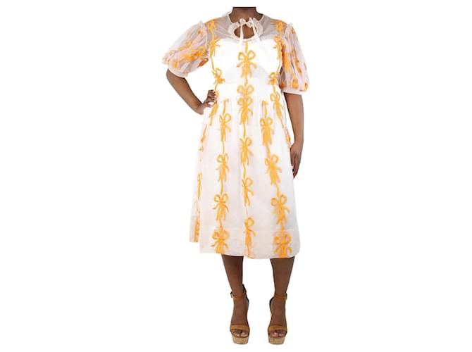Simone Rocha Cream and orange mesh ribbon dress - size UK 12 Polyamide  ref.1277319