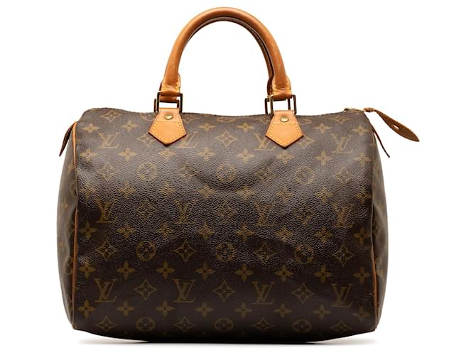 Louis Vuitton Brown Monogram Speedy 30 Leather Cloth  ref.1277408