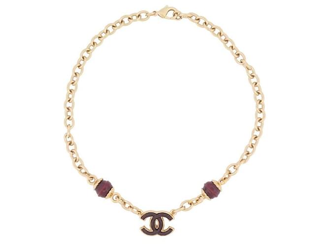 NEW CHANEL CHOCKER LOGO CC PEARLS NECKLACE 33 IN METAL GOLD STEEL NECKLACE Golden  ref.1277422