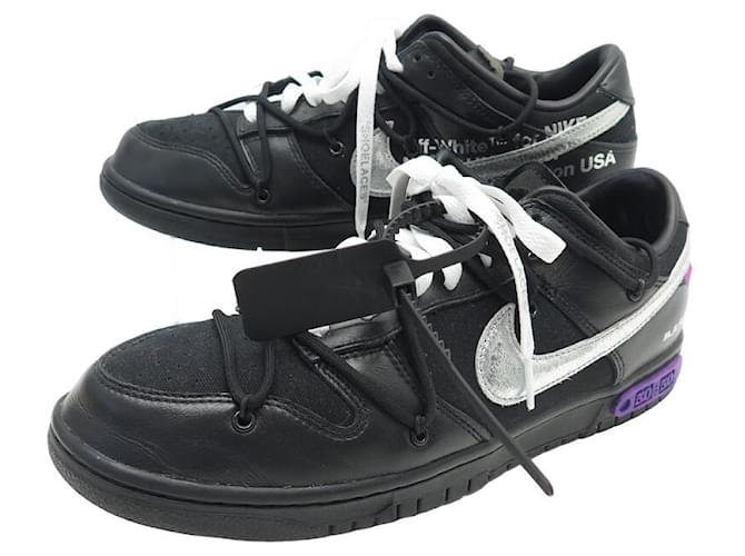 NEUF CHAUSSURES NIKE DUNK LOW OFF-WHITE LOT 50 DJ0950 11 45 NEW SNEAKERS SHOES Cuir Noir  ref.1277425