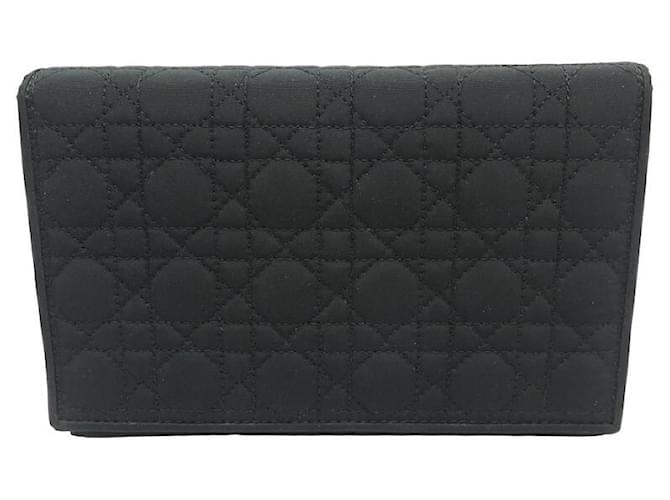 Christian Dior VINTAGE NEUF PORTEFEUILLE CHISTIAN DIOR 50 ANS TOILE CANNAGE NOIR LIMITEE WALLET  ref.1277444