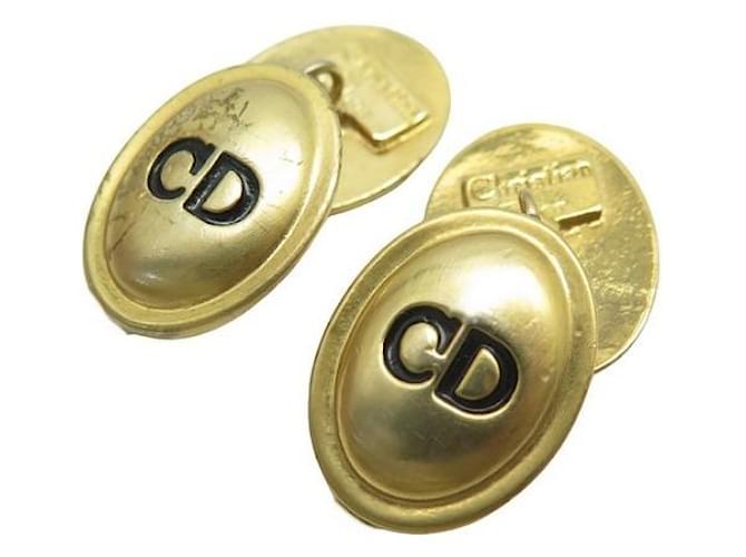 VINTAGE CUFFLINKS CHRISTIAN DIOR LOGO CD METAL GOLDEN GOLDEN CUFFLINKS  ref.1277448