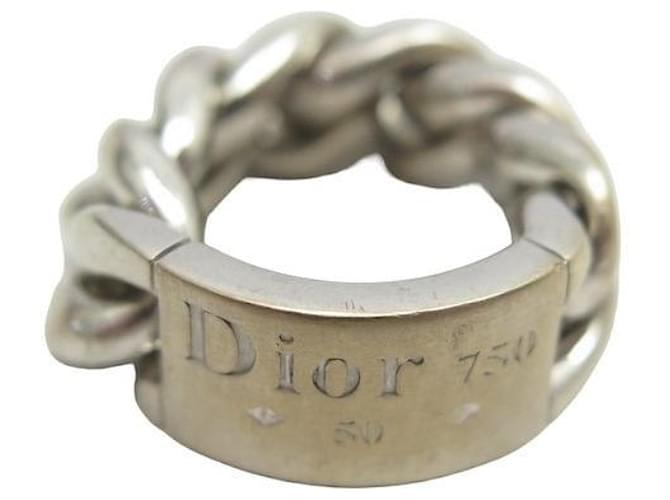 CHRISTIAN DIOR CURB RING 50 WHITE GOLD 18K 13.2G WHITE GOLDEN RING Silvery  ref.1277455