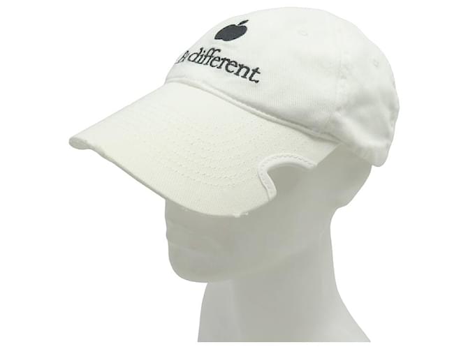 BALENCIAGA BE DIFFERENT CAP 713931 T 57 M COTTON WHITE COTTON CAP HAT  ref.1277457