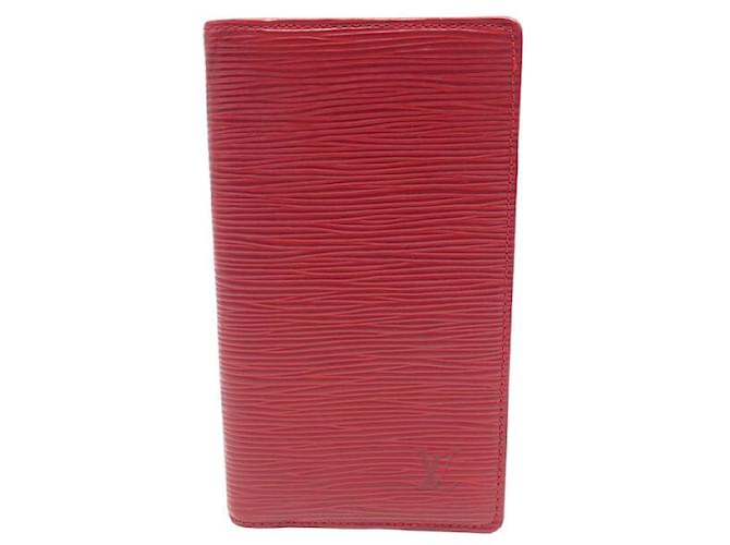VINTAGE LOUIS VUITTON LONG WALLET RED EPI LEATHER RED LEATHER WALLET  ref.1277463