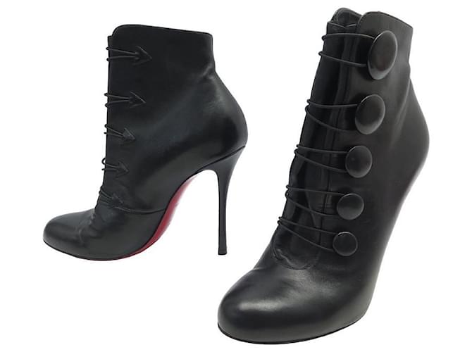 CHAUSSURES CHRISTIAN LOUBOUTIN BOOTON 100 39 BOTTINES CUIR NOIR ANKLE BOOTS  ref.1277467