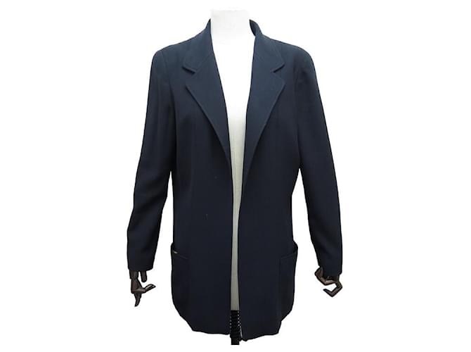 VINTAGE CHANEL JACKET WITH CC LOGO BUTTONS M 40 NAVY BLUE NAVY BLUE JACKET Synthetic  ref.1277489