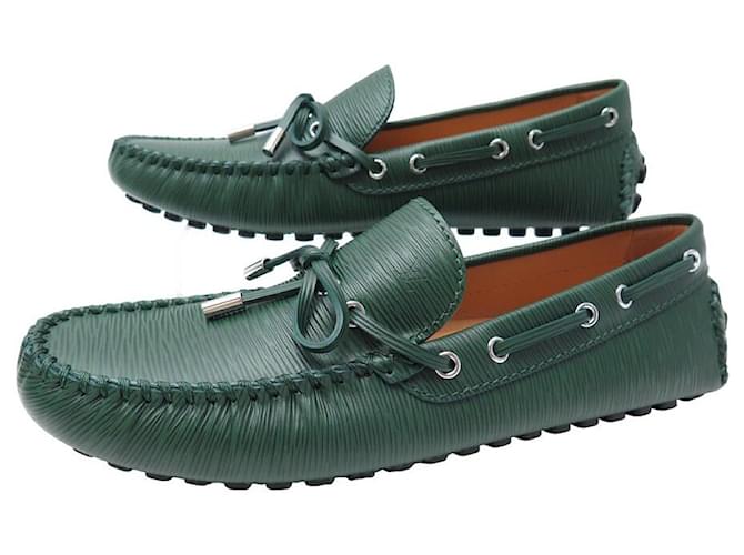NEW LOUIS VUITTON ARIZONA SHOES 1to37N5 boats 8 42 EPI LEATHER SHOES Green  ref.1277495