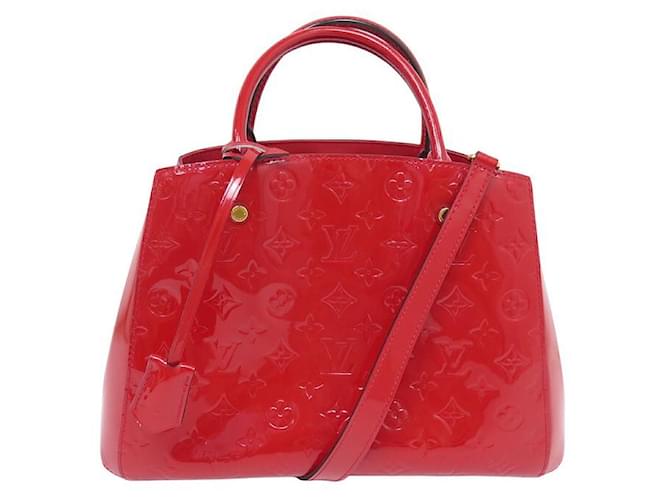 NEW LOUIS VUITTON MONTAIGNE HANDBAG MONOGRAM VARNISHED LEATHER NEW HAND BAG Red Patent leather  ref.1277519