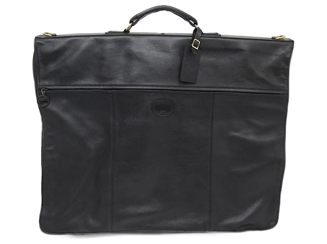 LONGCHAMP SUIT HOLDER IN BLACK SEEDED LEATHER LEATHER CLOTHES HOLDER BAG  ref.1277560