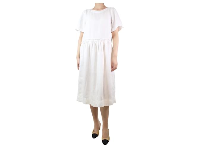 Autre Marque White frayed edge linen midi dress - size S  ref.1277611
