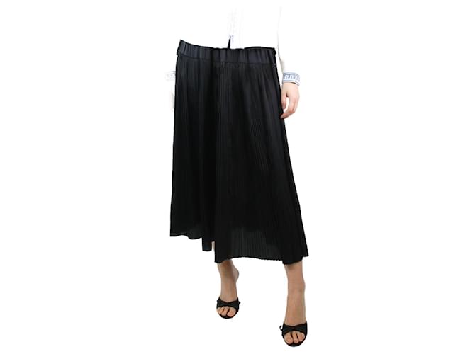 Ulla Johnson Black plissé-satin maxi skirt - size UK 8 Polyester  ref.1277624