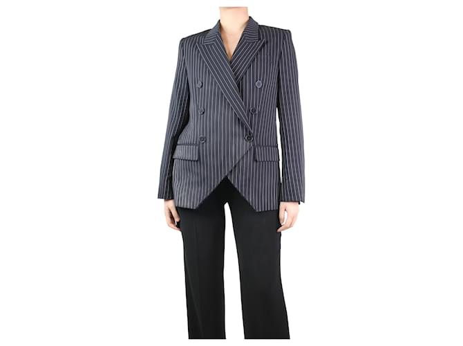 Stella Mc Cartney Black double-breasted pinstriped blazer - size UK 8 Wool  ref.1277634