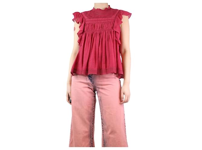 Isabel Marant Etoile Red sleeveless ruffled top - size UK 8 Cotton  ref.1277637
