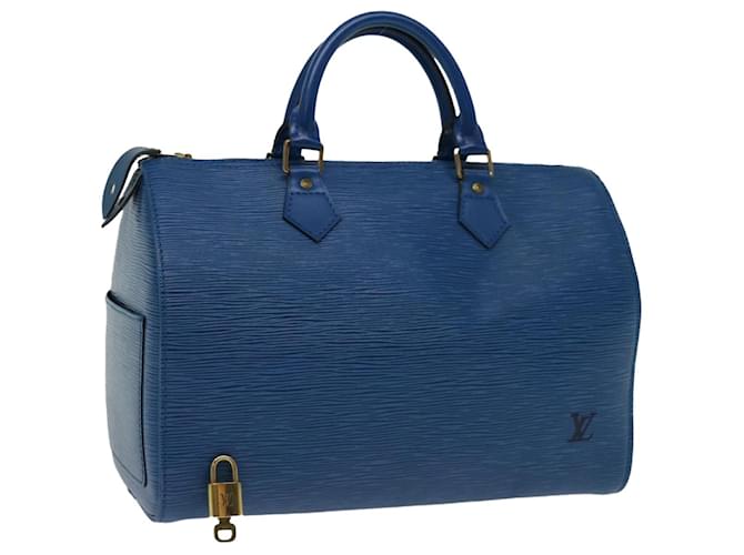 Louis Vuitton Epi Speedy 30 Handtasche Toledo Blau M43005 LV Auth 66238 Leder  ref.1277777