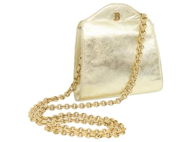 BALLY Chain Shoulder Bag Leather Gold Auth 66874 Golden  ref.1277792
