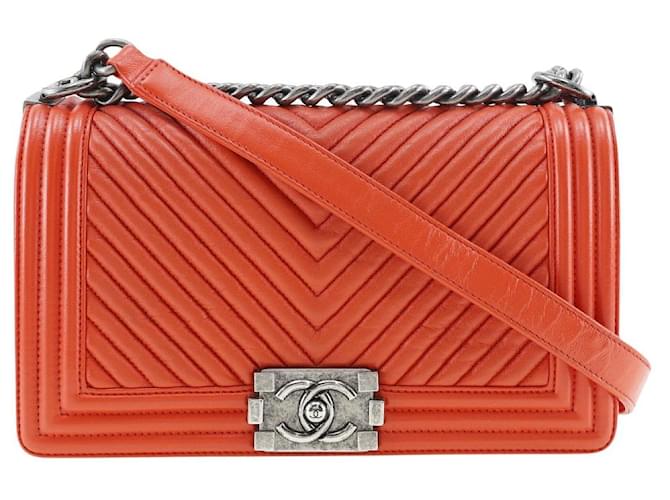 Chanel Boy Red Leather  ref.1278213