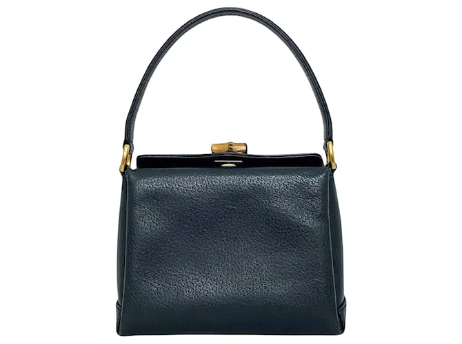 Gucci Bamboo Navy blue Leather  ref.1278697