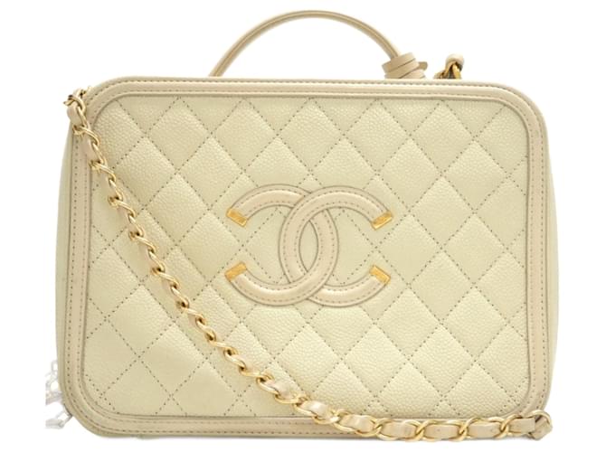 Chanel Bege Couro  ref.1278758